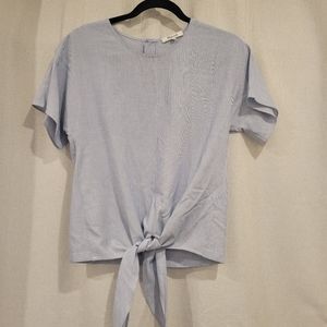 Madewell Button Back Front Tie Striped Shirt Blouse Size XXS